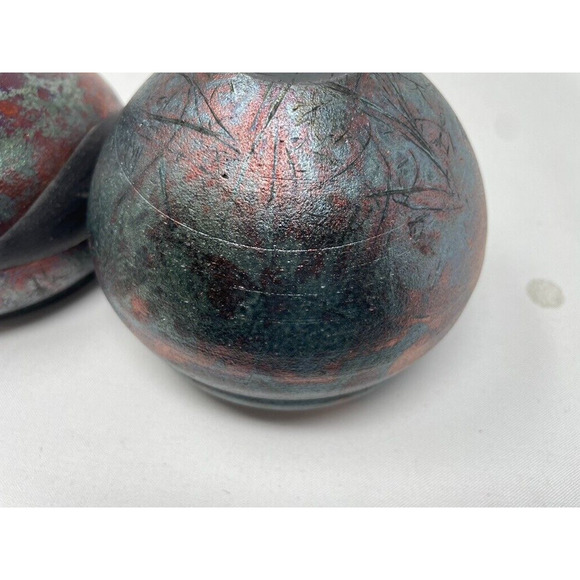Raku Vase Decorative Bowl Ceramic Hand Made Pottery Signed - Picture 8 of 11